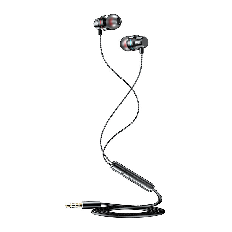 金属入耳式イヤホン重低音帯麦線制御携帯電話パソコンmp3汎用ランニングスポーツ有線イヤホン|undefined