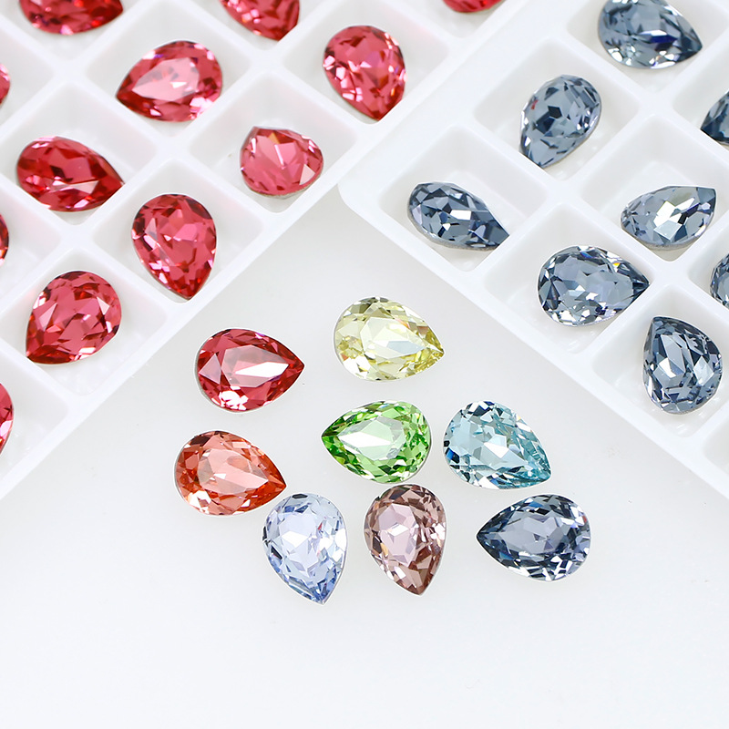 Dongzhou Crystal K9 Super Flash Pointed Diy Jewelry Accessories Color Hot Selling Manicure Drill 8*6mm Water Drop Pile Drill