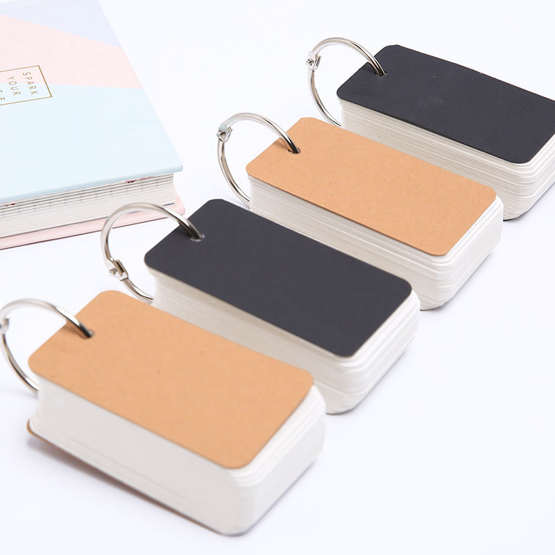 100 blank word card loose-leaf card ring buckle detachable message card note English Memory Card hard card