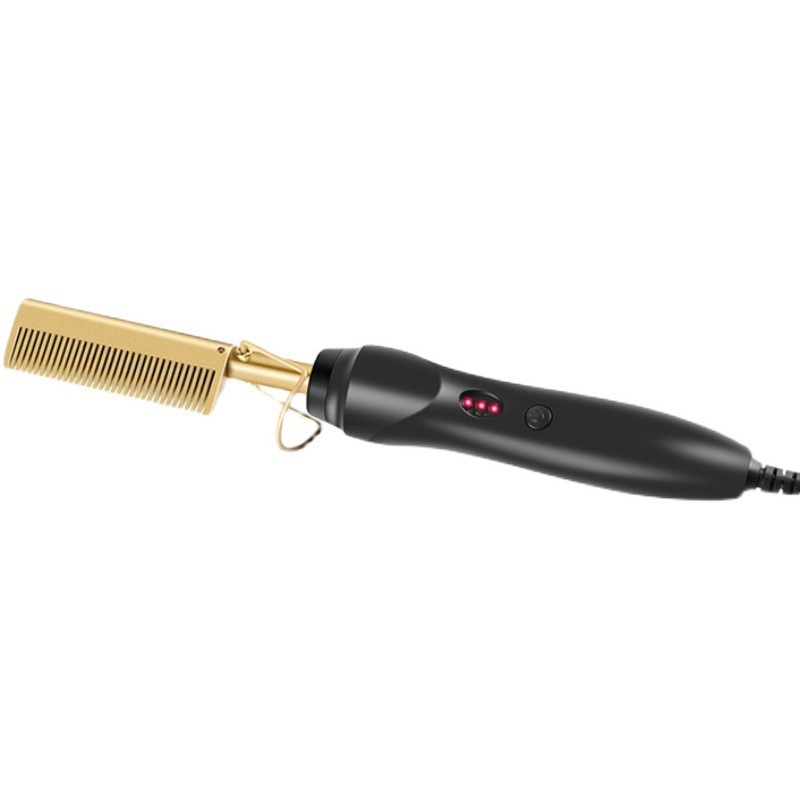 Amazon Hot Sale Electric Curling Hair Comb Household Curling Hair Stick Wet and Dry Dual Use Copper Comb Curling Straight Multifunctional Electric Straightening Hair Comb