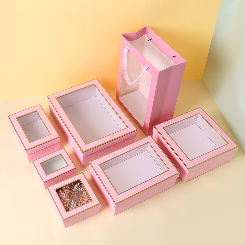 Wholesale universal window cover box square transparent window birthday gift box gift box empty box