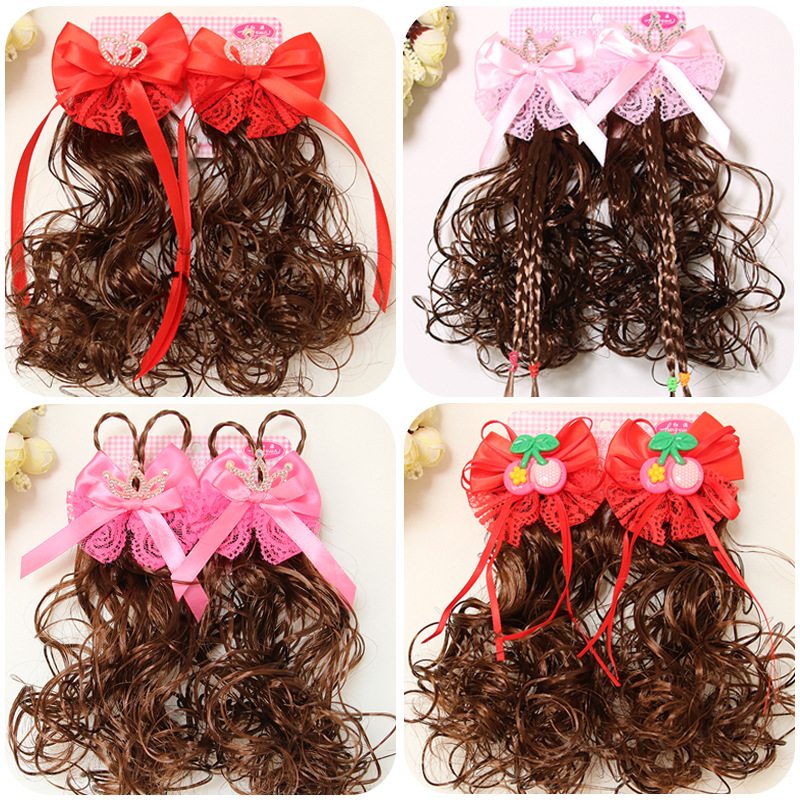 Children's Hairpin Headwear Little Girl's Hair Flower Cute Wig Braid New Bow Hairpin New Year's New Year's Hair Accessories