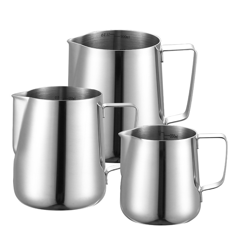 Factory direct supply 304 stainless steel pull Flower Cup inner scale stainless steel pointed mouth pull Flower Cup 1.0mm thick milk coffee cup