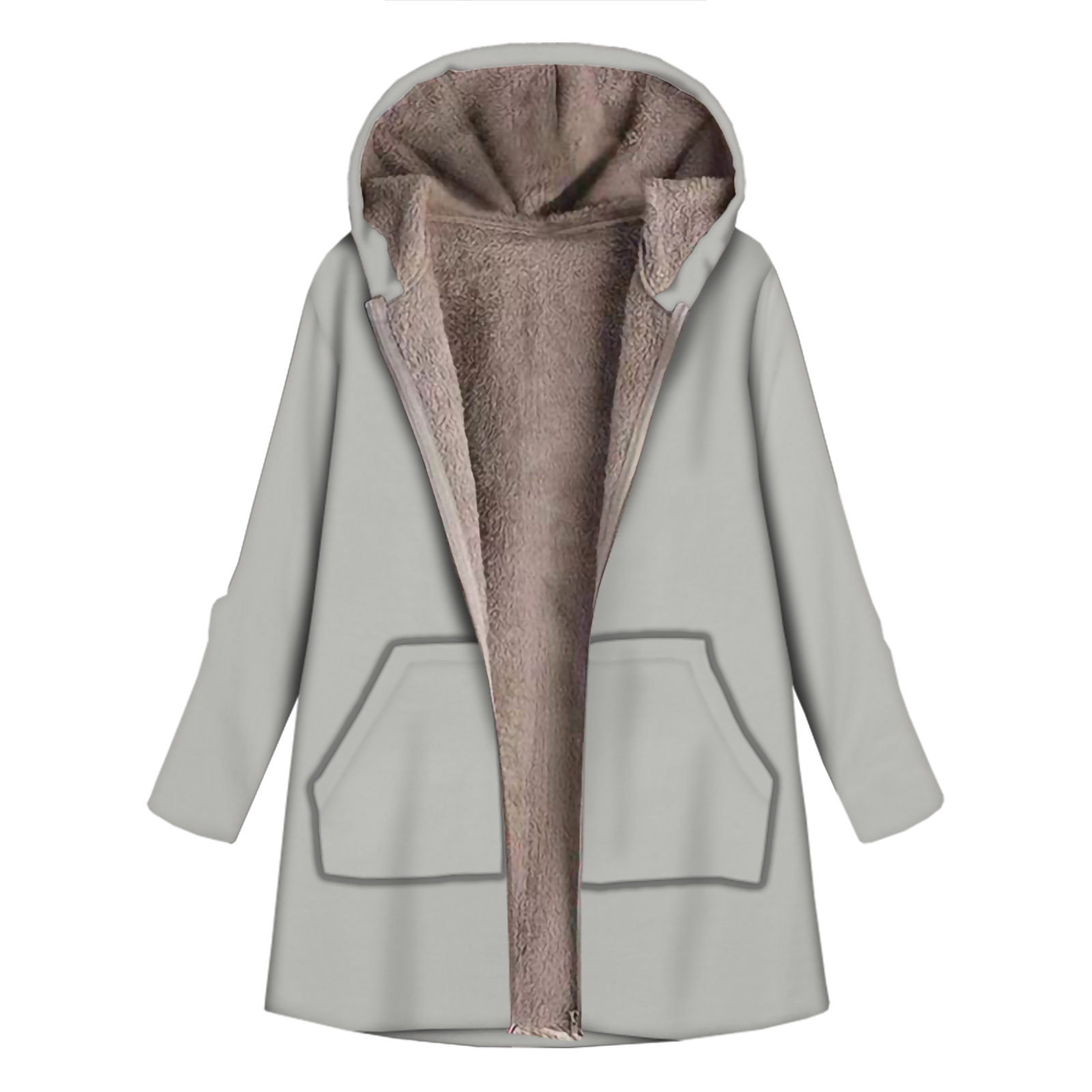 New European and American Fashion Mid-length Loose Elegant Commuter Zipper Vintage Warm Fleece-lined Wool Women's Jacket
