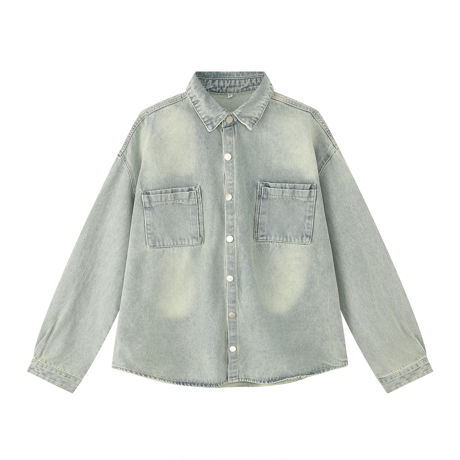 EF Denim | 2023 New loose washed white light blue Denim shirt coat trousers casual suit men and women