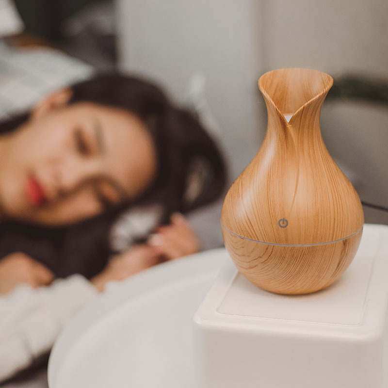 New home fog humidifier office desktop mute air atomizer USB water drop wood grain humidifier