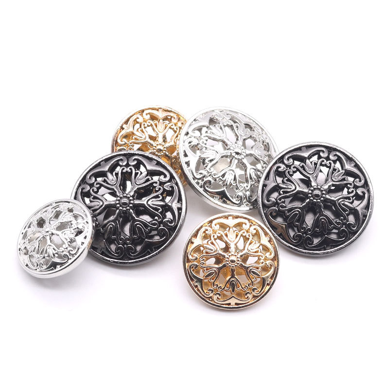 Suit Metal Button Gold Hollow Flower Coat Button Women's Small Suit Button Button