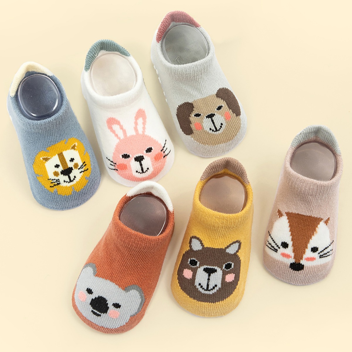 Cross-border exclusive for 6 pairs of baby children, boys and girls baby non-slip floor socks cartoon dispensing socks