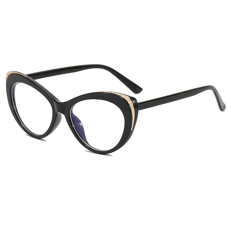 Cross-border AliExpress European and American glasses anti-blue light personalized cat eye plain glasses plain black large glasses frame wholesale