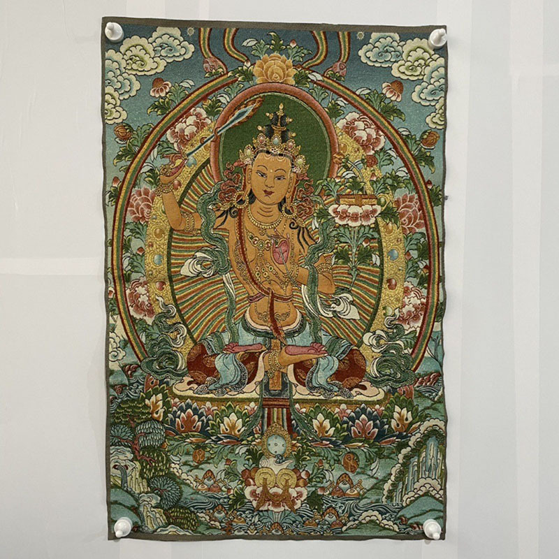 A generation of embroidery Thangka painting core antique nostalgic figure portrait embroidery Thangka porch living room decoration hanging