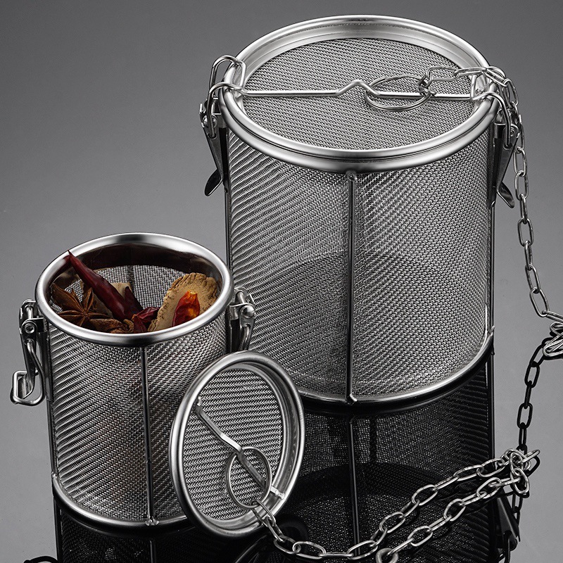 304 Stainless Steel Marinated Material Cage Filter Screen Seasoning Ball Filter Bag Seasoning Tank Marinated Meat Cage Large Seasoning Box Material Bag