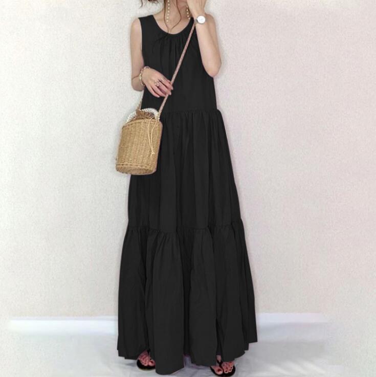 Dress 2023 New Japanese and Korean Women's Small Clear Long Dress Sleeveless Stitching Slim Lace-Up Dress in Stock