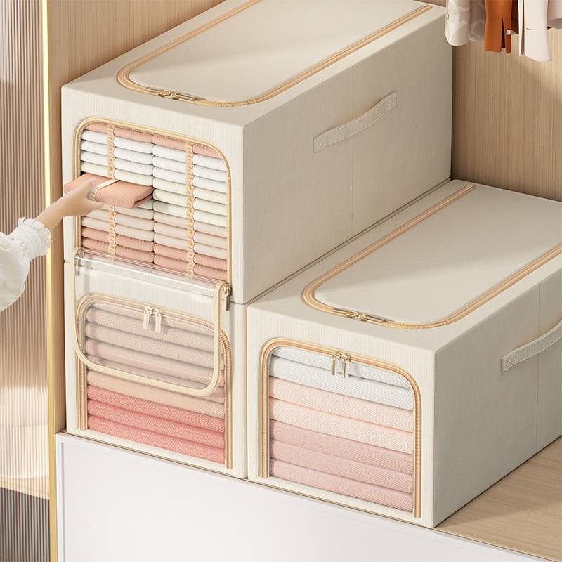 Large Window Clothes Cabinet Storage Box Steel Frame Folding Gap Deepening Tilting Box Moisture-proof Toy Underwear Storage Box