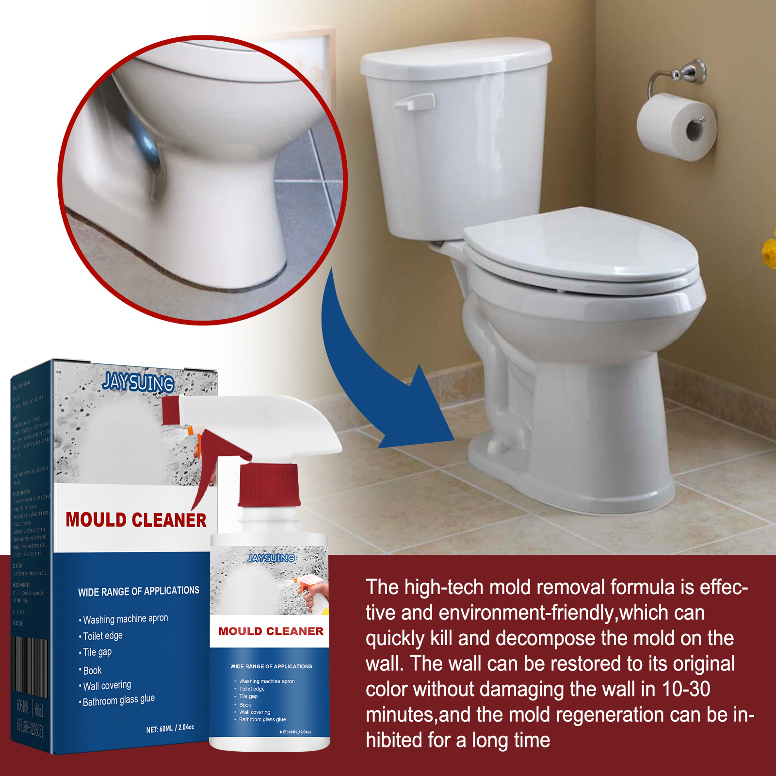 Jaysuing mildew removal spray ceiling bathroom tile wall decontamination mildew removal Multi-Effect cleaning spray