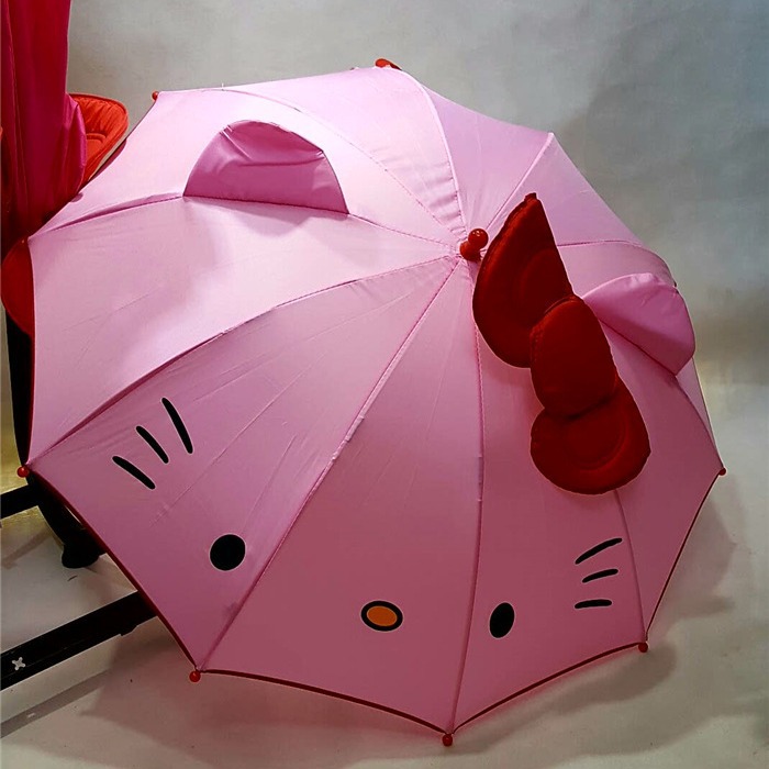 Korean Genuine hello Cat Long Handle Umbrella Children's Sunny Umbrella Cute Bow Ear Cat Umbrella Student Umbrella