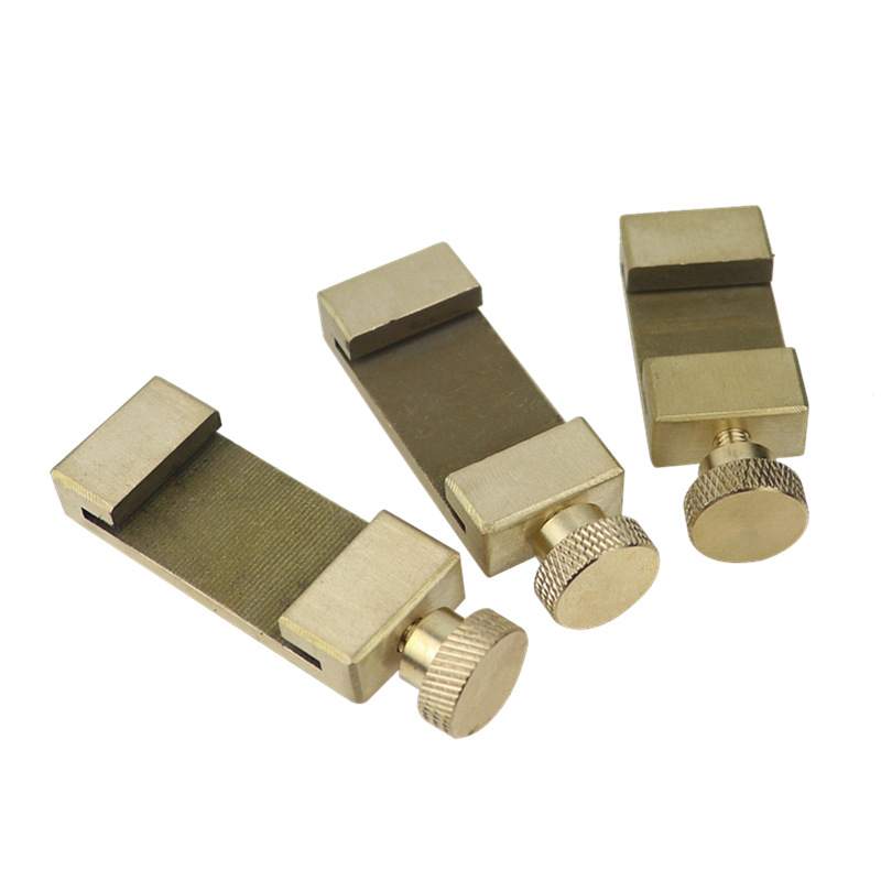 Woodworking steel ruler scriber brass limit positioning block ruler adjustment block scribing fixed stop tool