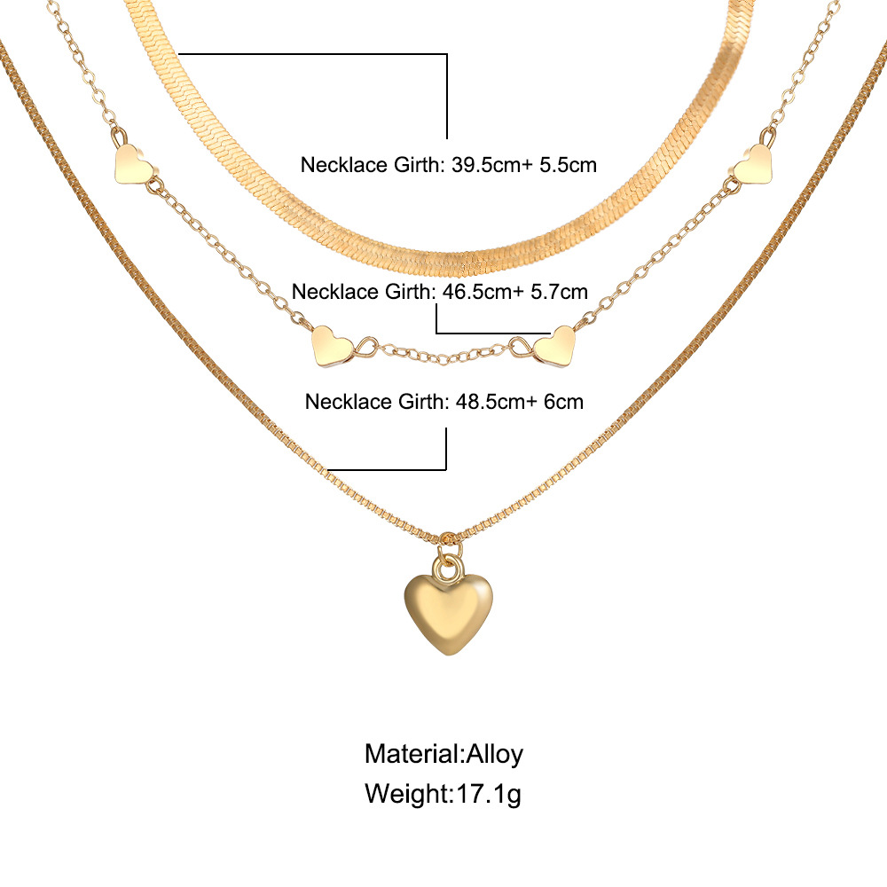 Ins Love Necklace Female Niche Design Necklace Multi-layer Stacked Collarbone Chain Female High-end Light Luxury Snake Bone Chain_voghion.com