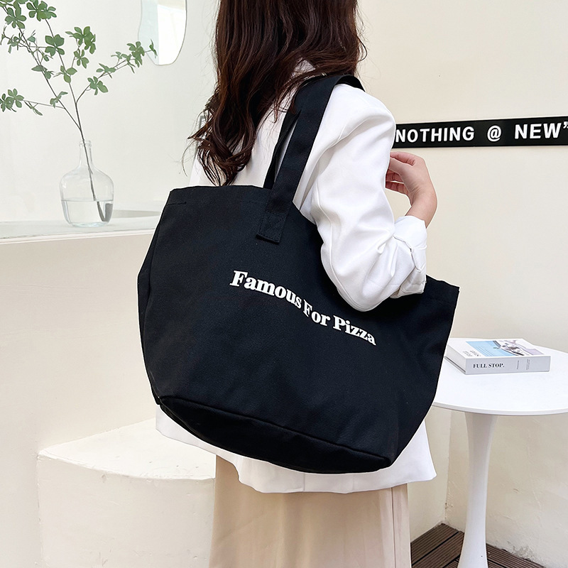 Custom Large Capacity Canvas Bag Women Bag Printable Logo Shoulder Bag Women Handbag Letter Tote Bag Wholesale