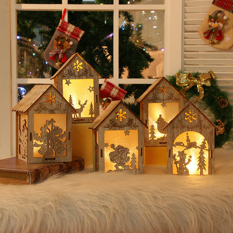 Nordic Snow House Light Christmas Tree Hanging Ornaments Holiday Atmosphere Party Light Ball Hanging Nightlight Factory Wholesale