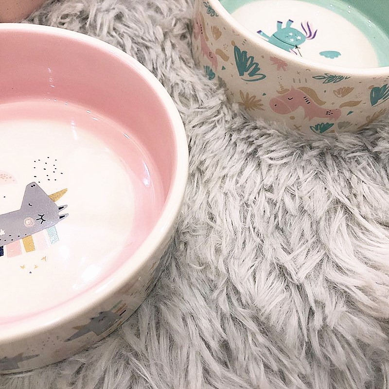 New pet ceramic bowl unicorn printing cartoon dog bowl cat bowl dog bowl Universal easy to clean spot wholesale