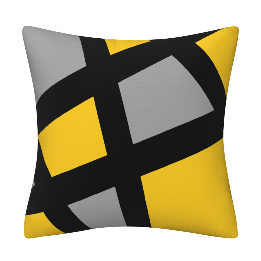 Cross-border Hot Sale Nordic Geometric Yellow Pillow Case Digital Printing Decorative Pillow Sofa Cushion Cover Pillow Wholesale