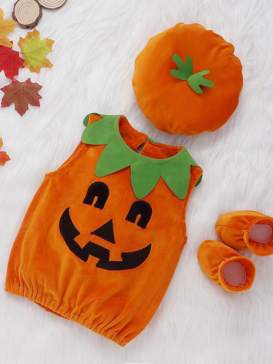 Children's Halloween pumpkin costume baby cosplay style performance costume cute pumpkin baby costume foreign trade