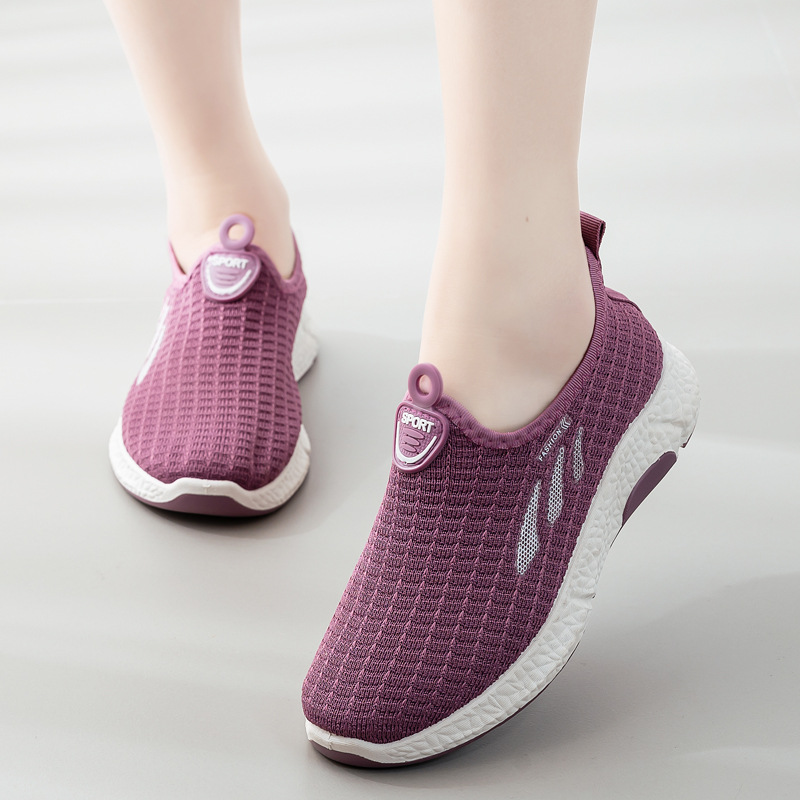 Sports Casual Shoes Women's Autumn New Fashion All-match Low-top Flying Weaving Jogging Slip-on Women's Shoes Walking Shoes Wholesale