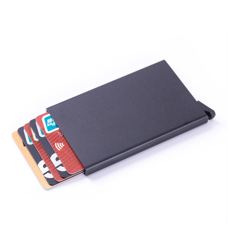 Fashion portable RFID anti-theft brush aluminum alloy card holder automatic pop-up aluminum case card holder cross-border hot metal card box
