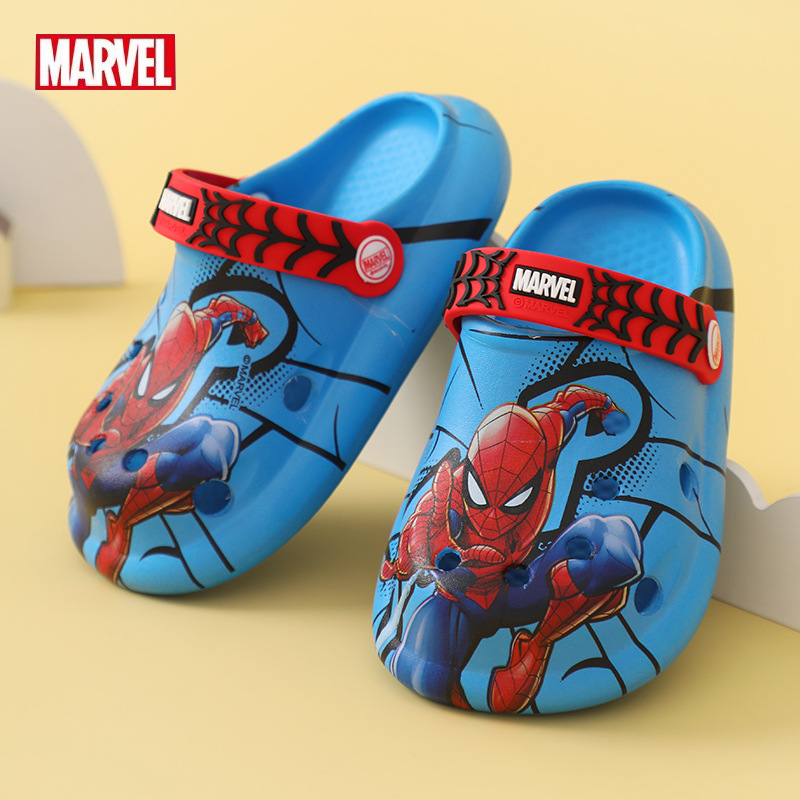 2023 New Arrival Disney Boys Slippers Summer Marvel Spider-Man EVA Soft Cartoon Kids Hole Shoes