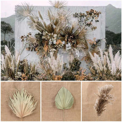 ins dried flower cattail leaf palm leaf Reed wedding wedding decoration floral window decoration background flower arrangement landscape