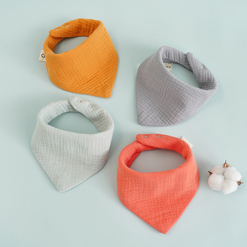 Shopee Hot Selling Slipperer Towel Children's Gauze Triangle Towel Pure Cotton Baby's Bieb Crepe Bieb Cross Border Amazon