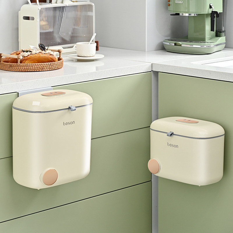 Cartoon Kitchen Trash Bin Wall-mounted Cabinet Door-mounted Barrel High-value Household Living Room Trash Bin with Lid Toilet