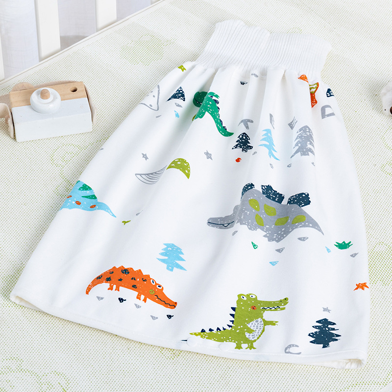 Baby's Urinalysis Skirt Waterproof Leak-proof Nappies Cotton Baby's High Waist Belly Protection Pants Washable Pocket