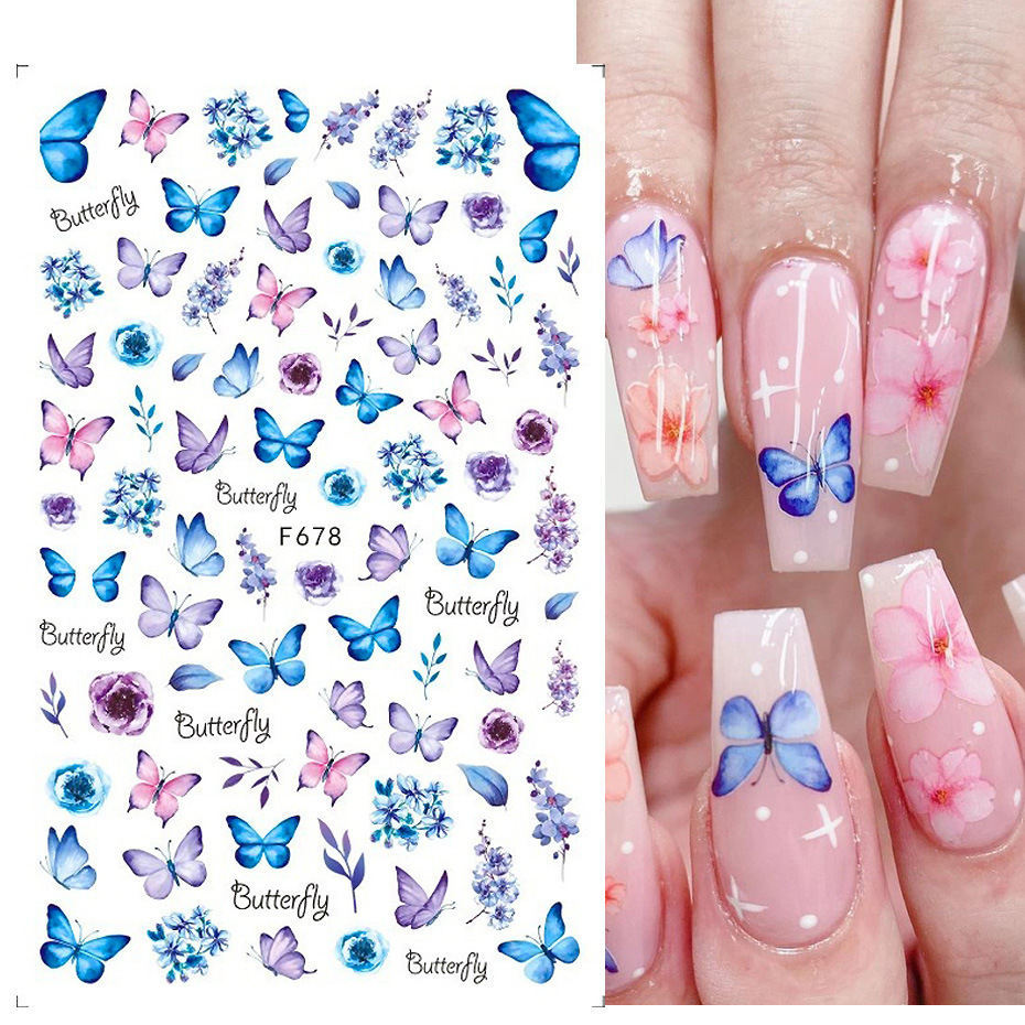 New F Leopard Color Butterfly Series Nail Stickers INS Little Red Book Online Red Nail Stickers Cross-border Explosions