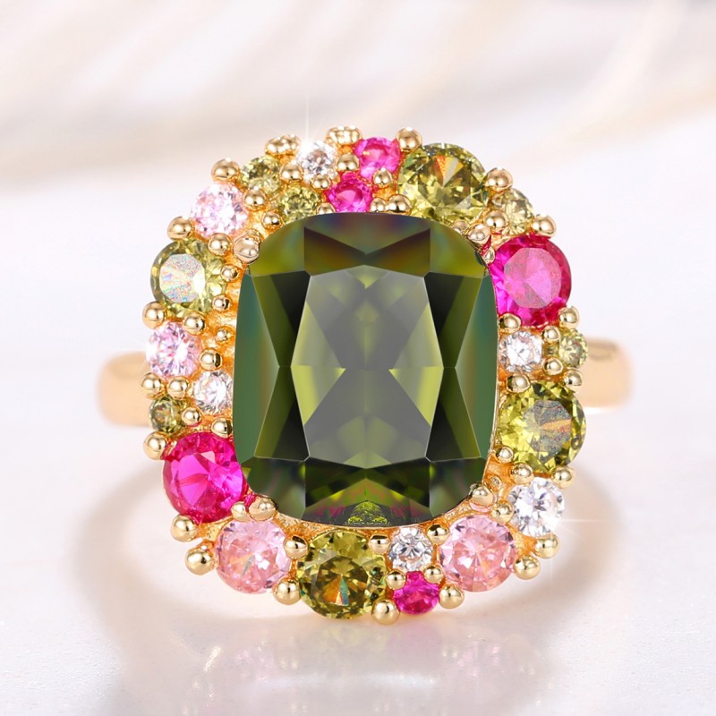 Cao Shi Evropský a americký luxusní prsten Escape Forest Princess Smaragdový čtverec Elegantní prsten Tajná zahrada Vintage prsten_voghion.com