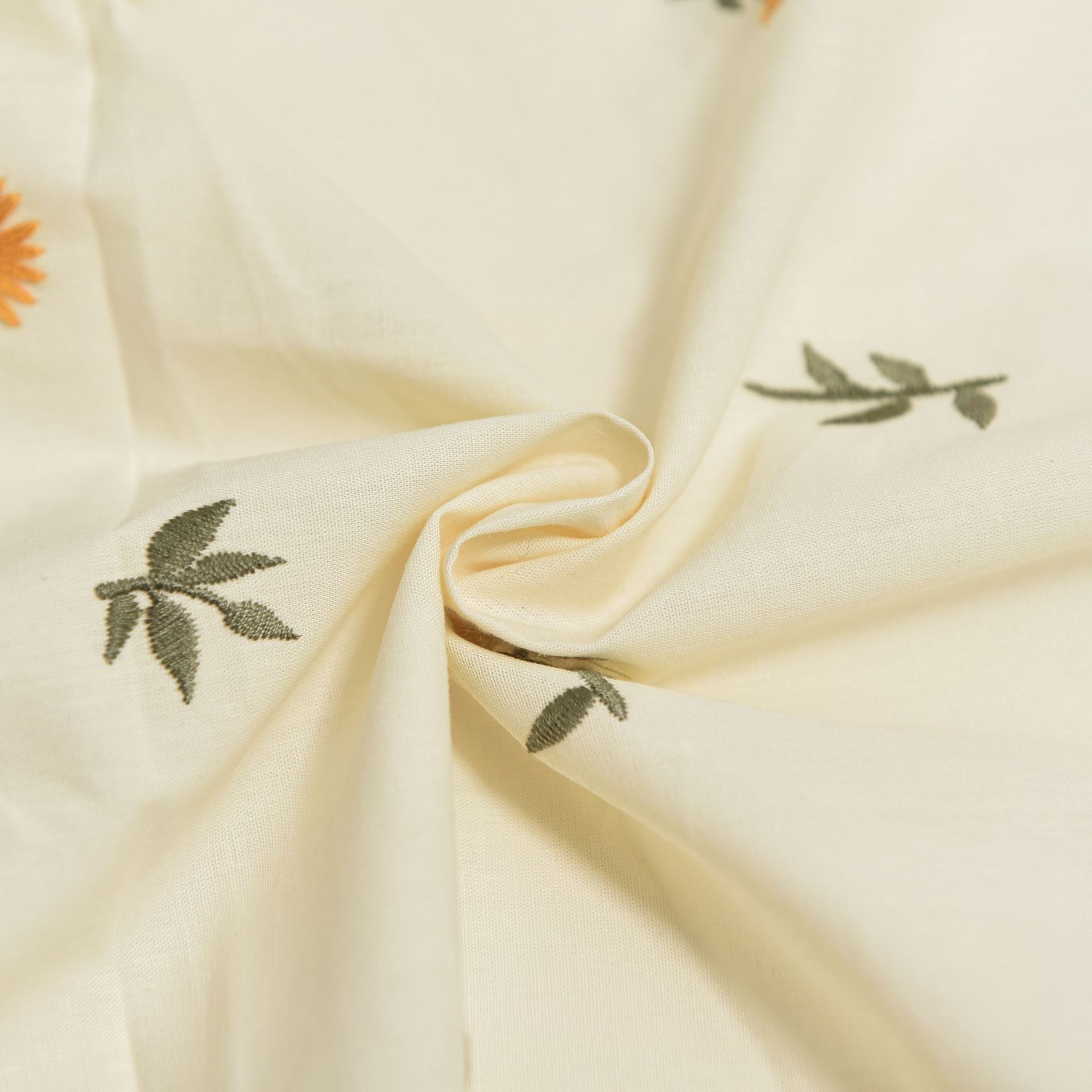 Poplin embroidery fabric beige all-cotton cloth clothing dress fabric spring style