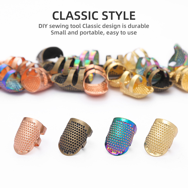 European-style Retro Adjustable Thimble Ring Cross-stitch Sewing Tools Household Hand-made Non-slip Metal Embroidery Finger Cover