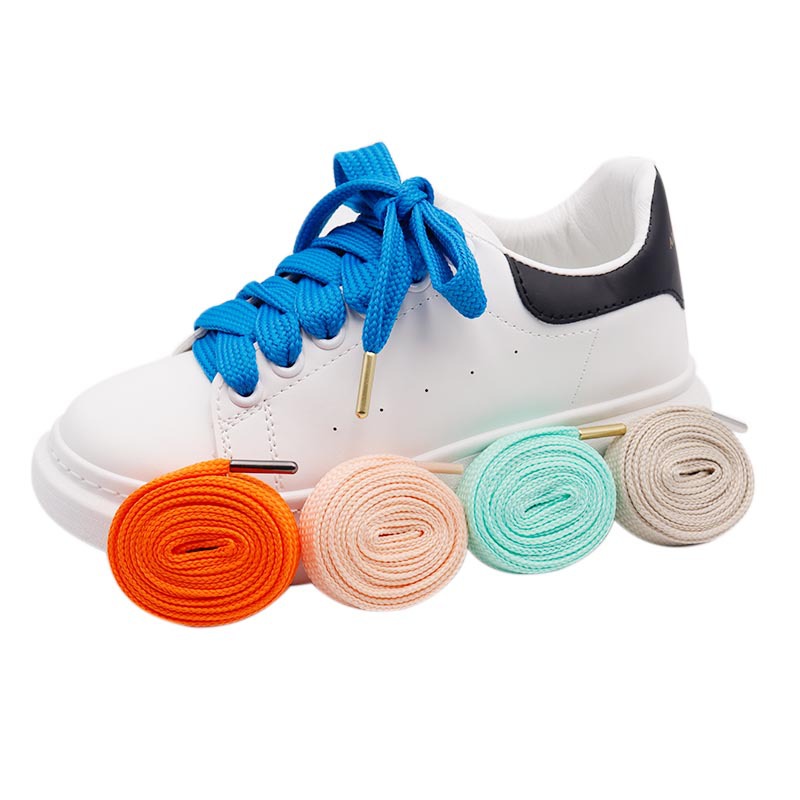 Kulokin fat shoelace widened 1.8cm flat solid color with metal head McQueen shoes AJ1 shoe rope decoration