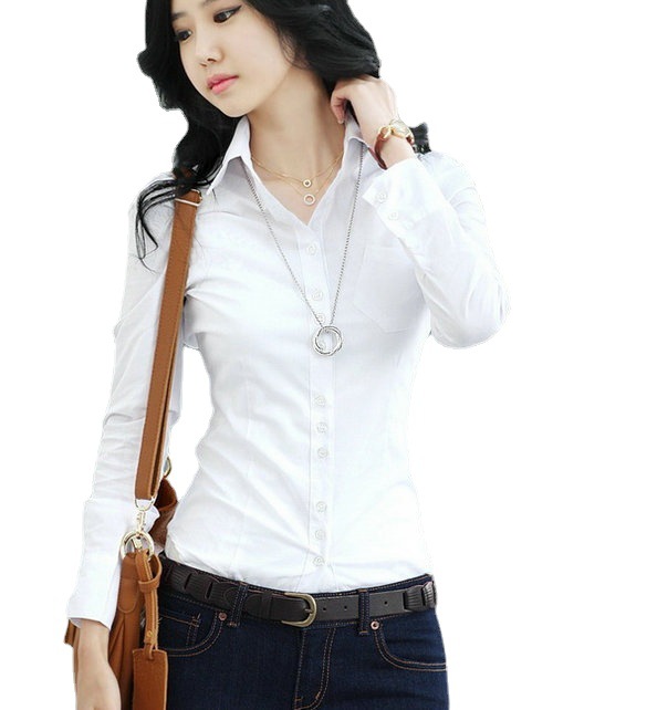 2024 Spring and Autumn New Business Wear Work Clothes White Shirt Women's Long Sleeve Base Shirt Korean Slim Fit plus size Women's Clothing