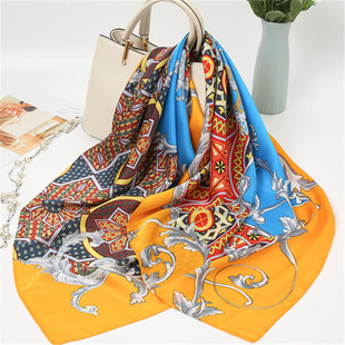 Summer Decorative Sunscreen Small Scarf Women's 90x 90cm Large Square Neck Protection Neck Protection Shawl Summer Thin Scarf