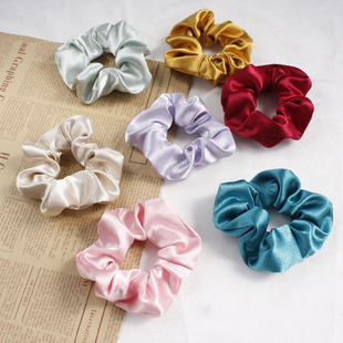 New satin solid color large intestine hair ring women's simple head rope net red horsetail rubber band cross-border hair accessories headdress wholesale