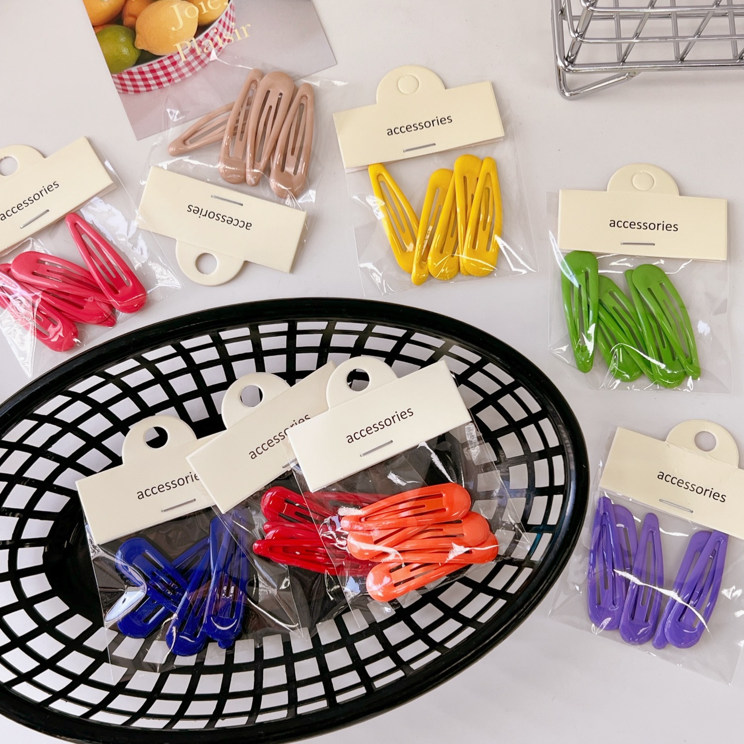 5 Pack Ins Style Hair Accessories Sweet Cute Headwear Candy Color Hair Clip Women's Side Clip bb Clip Simple Personalized Hair Clip