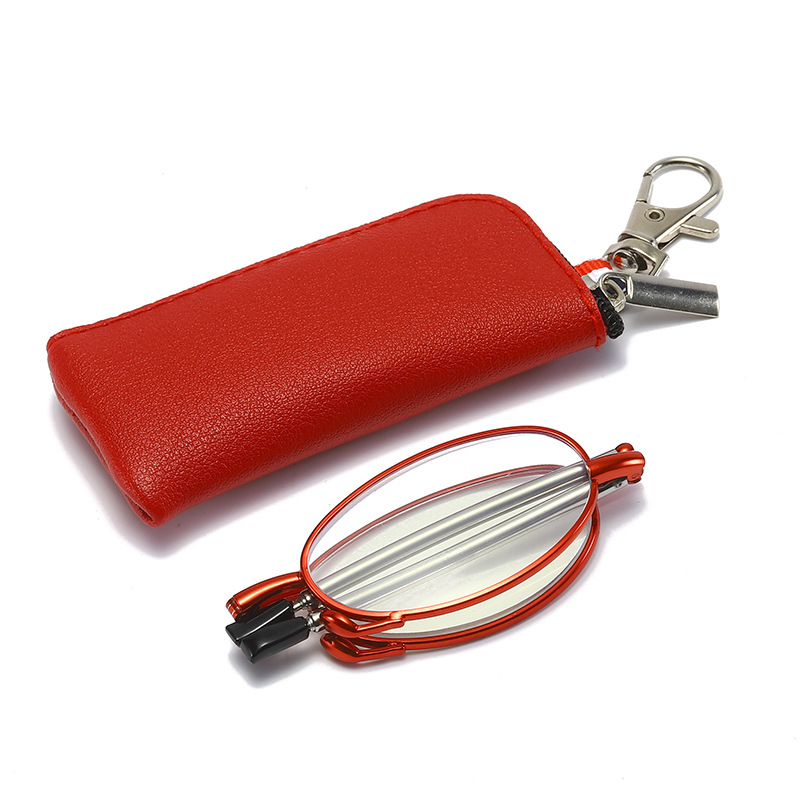 Zinc Alloy antenna telescopic belt with zipper bag anti-blue light folding one-piece delivery running Jianghu presbyopic glasses