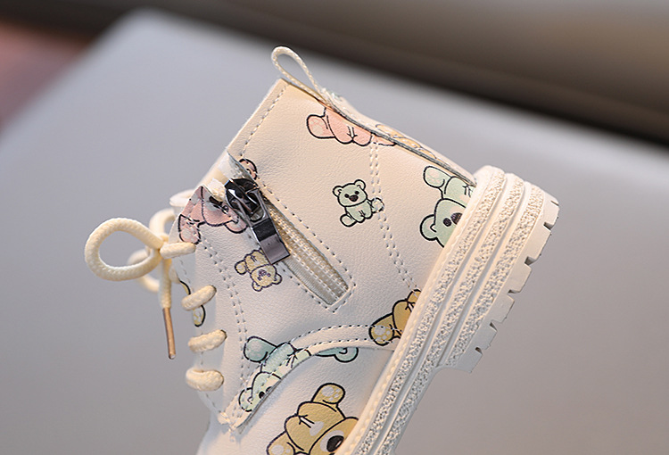 Winter Neue Mädchen Martin stiefel plus samt kurze stiefel baby schuhe cartoon bär zwei baumwolle leder stiefel großhandel generation_voghion.com