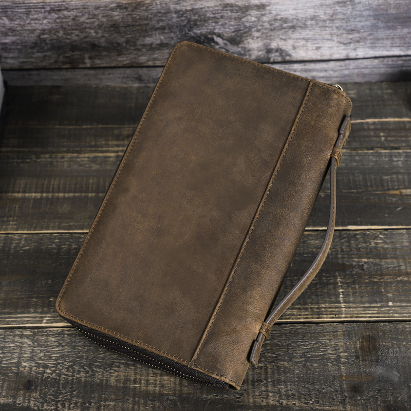 Black Angel RFID Crazy Horse cowhide European and American fashion Men's clutch large capacity cross-border supply men's storage bag