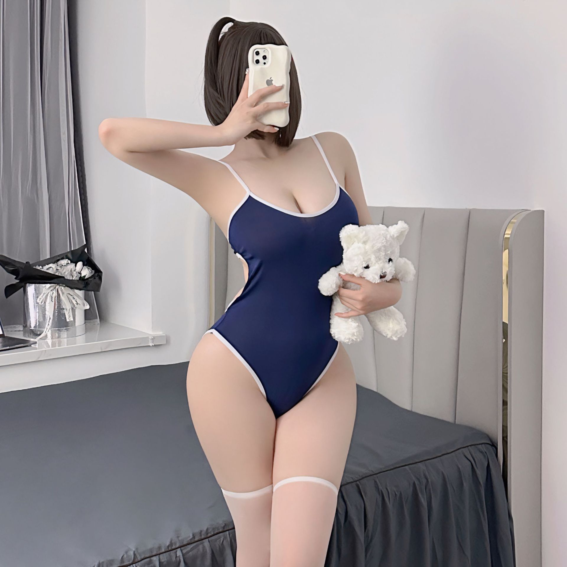 Sleeping Sexy Underwear One-piece Suit Swimsuit Dead Water Sexy Thin Transparent Milk Silk Sling Tights Swimsuit