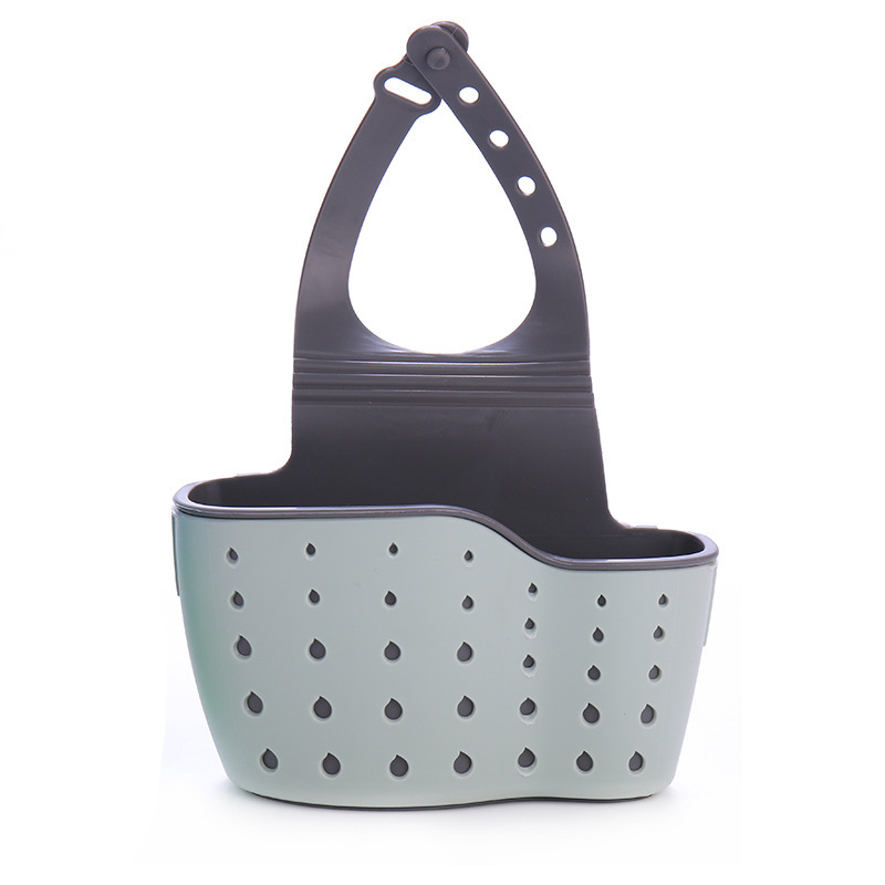 Adjustable snap-on double-layer faucet storage hanging basket kitchen sink rack sponge drain hanging bag