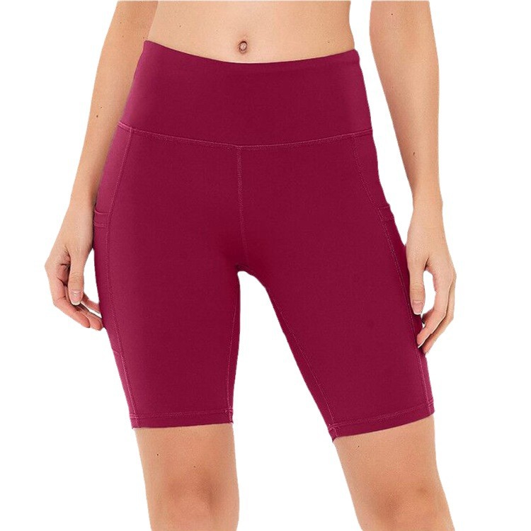2023 Summer European and American New Style Side Pocket High Waist Anti-running Light Yoga Lifting Arm Elastic Sports Leggings for Women