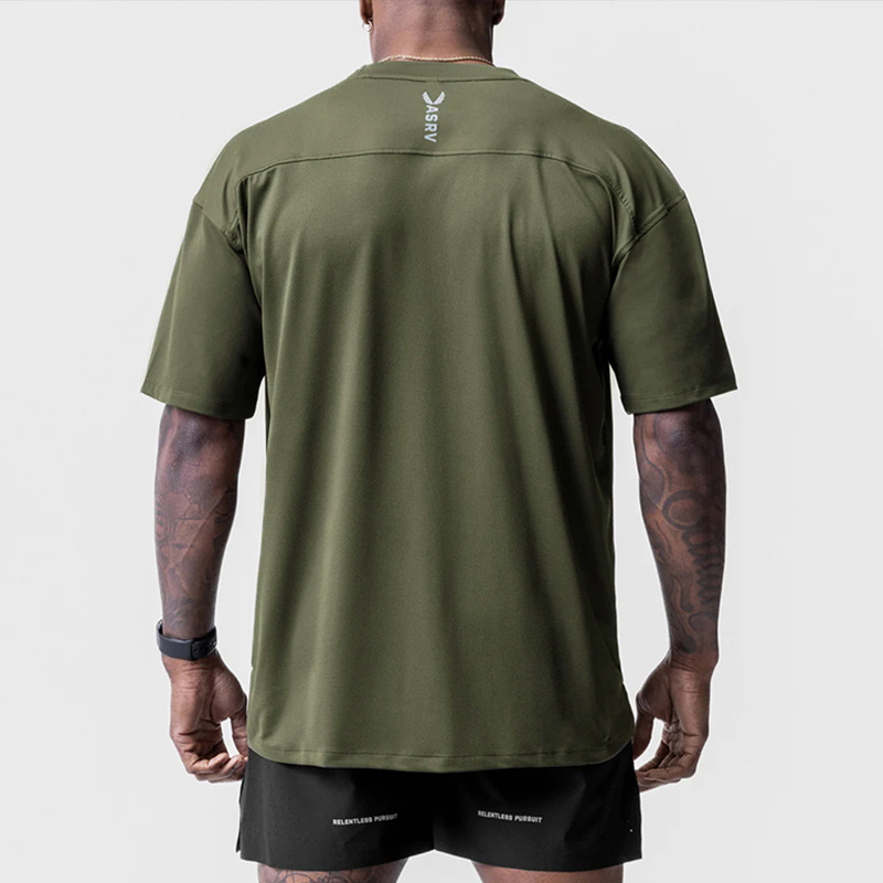 Cross-border Summer Men's T-shirt European and American Loosen Round Neck Short-sleeved T-shirt Men's Letter Printing Quick-drying Breathable Base Shirt