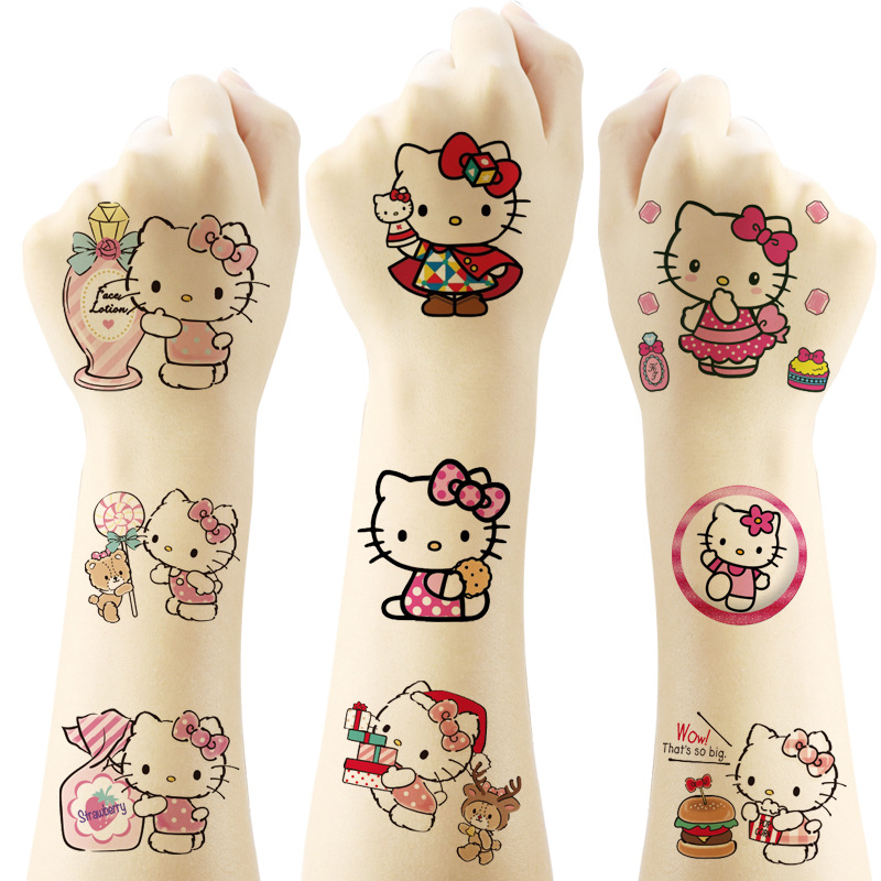 5x5cmKT cat tattoo stickers 20 Cartoon tattoo stickers water transfer tattoo birthday party HELLOKITTY